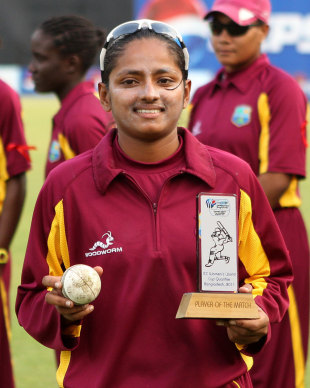 Anisa Mohammad with Player of the Match Trophy