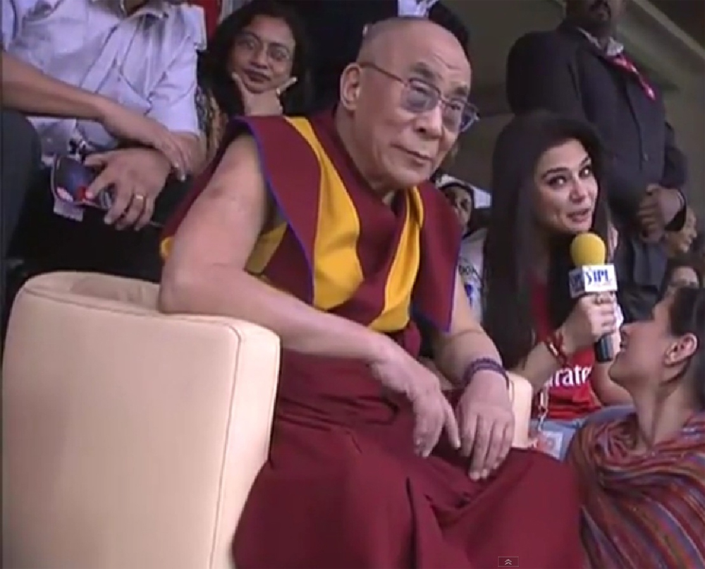 Dalai Lama and Preity Zinta Watching IPL Match at Dharamsala