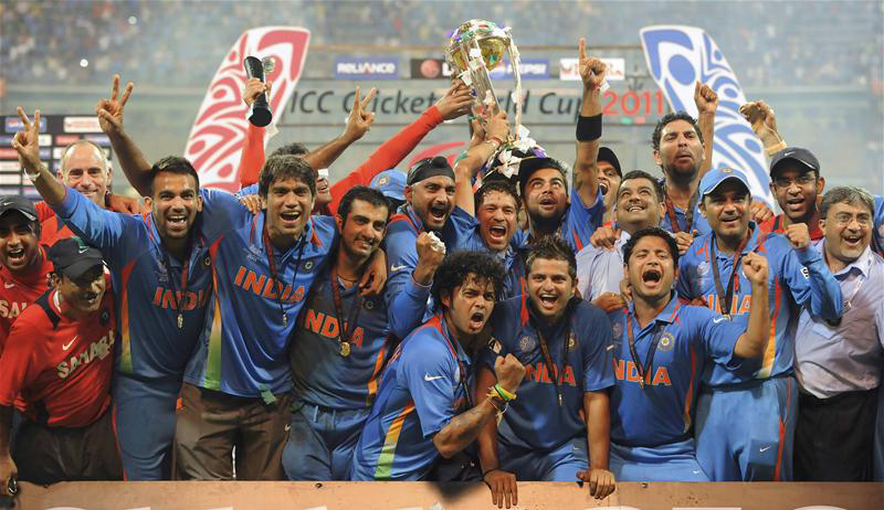 Indian Players Celebrate After Winning Cricket World Cup 2011