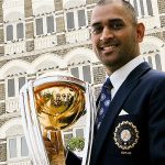 MS Dhoni with ICC Cricket World Cup 2011 Trophy