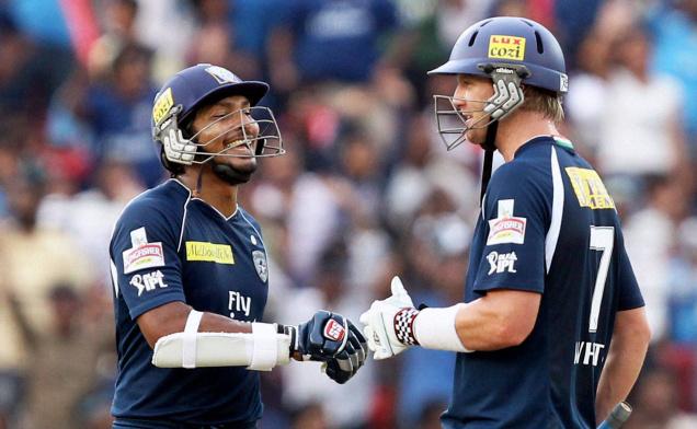 Kumar Sangakkara and Cameron White - A match winning partnership of 157 runs