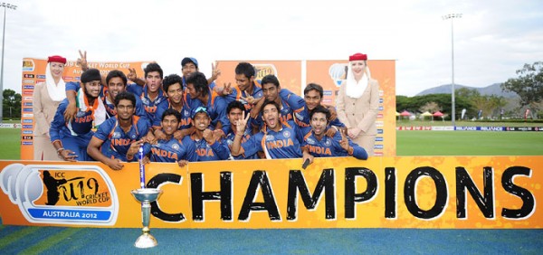The proud India Uner-19s squad after grabbing the ICC Under-19 World Cup 2012