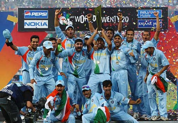 The Proud Indian squad which won the ICC Wolrd Twenty20, 2007-08